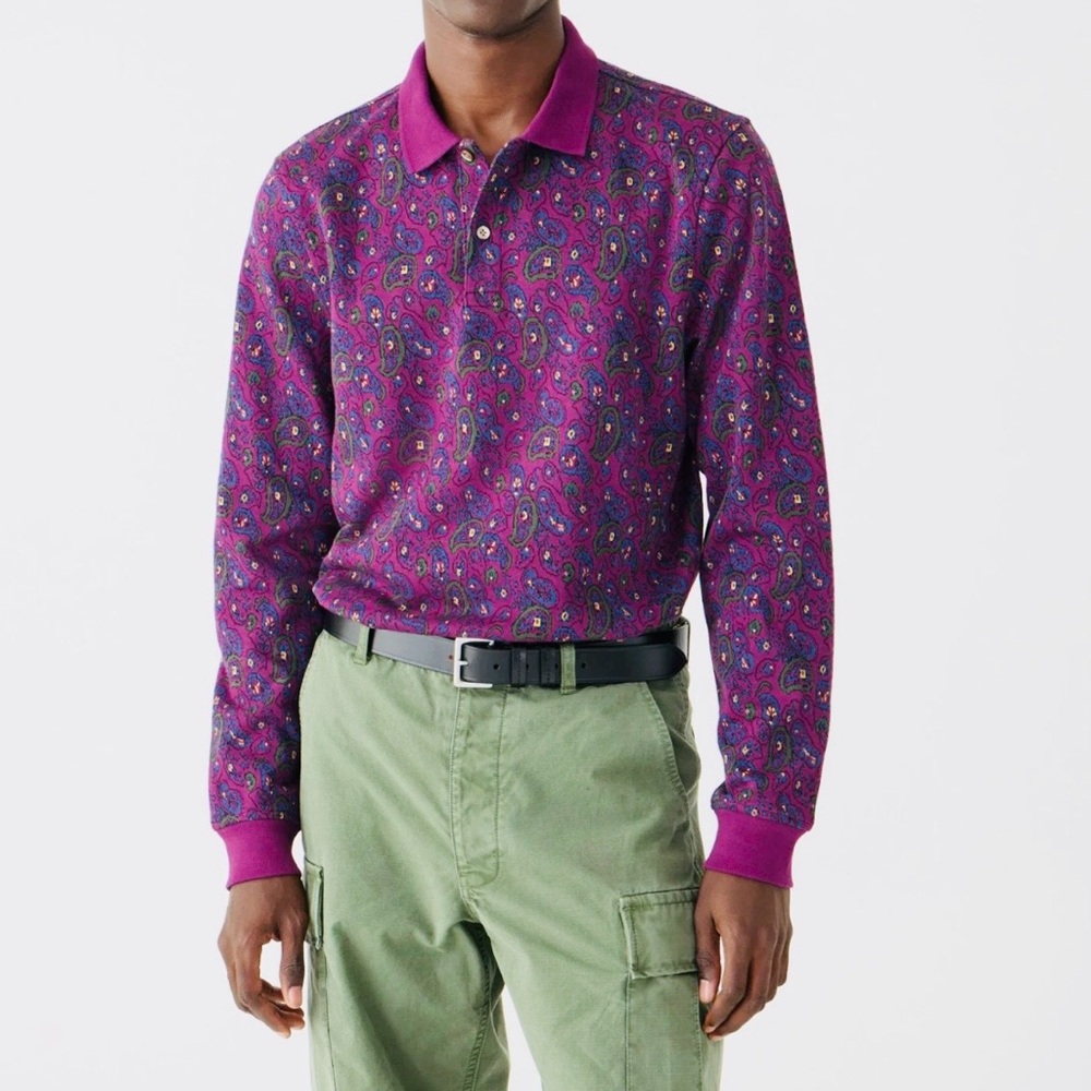 J.Crew Long-sleeve‎ Polo Shirt In Double-knitJacquard For Men Size L